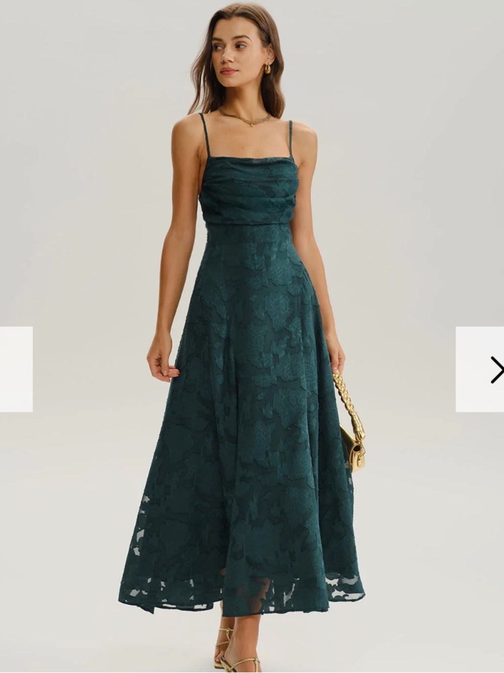 RIHOAS Emerald Green Jacquard Square Neck SLIP Dress NWT SIZE LARGE